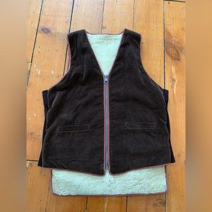Vintage brown corduroy shearling vest